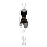 Couture Crop Top with Asymmetrical Skirt